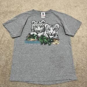 Siegfried & Roy White Tiger Graphic Grey Tee Las Vegas Medium